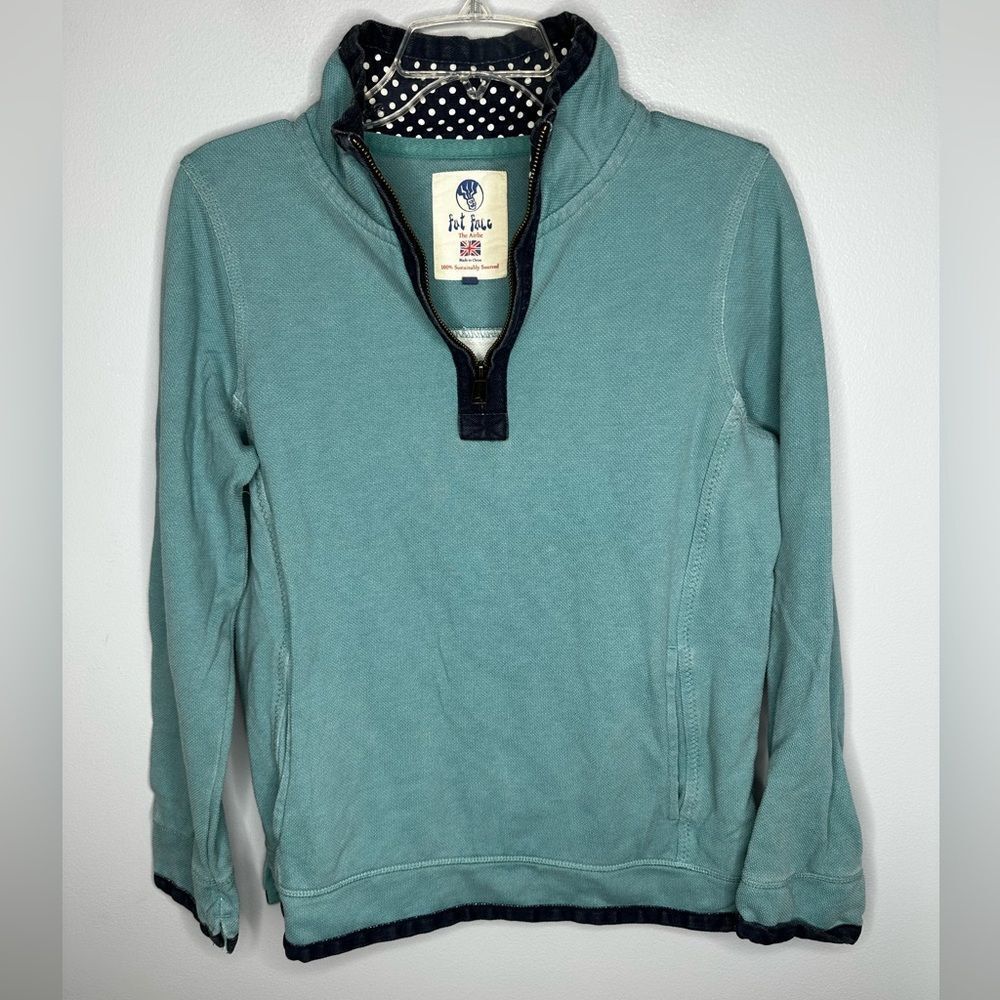 Fat Face Airlie Mens 1/4 Zip Sweatshirt Classic Fade Size 6 Teal